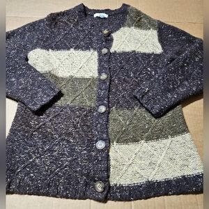 Dress Barn Cardigan Sweater Jacket  Multicolor Block Button Front Womens‎ 14/16